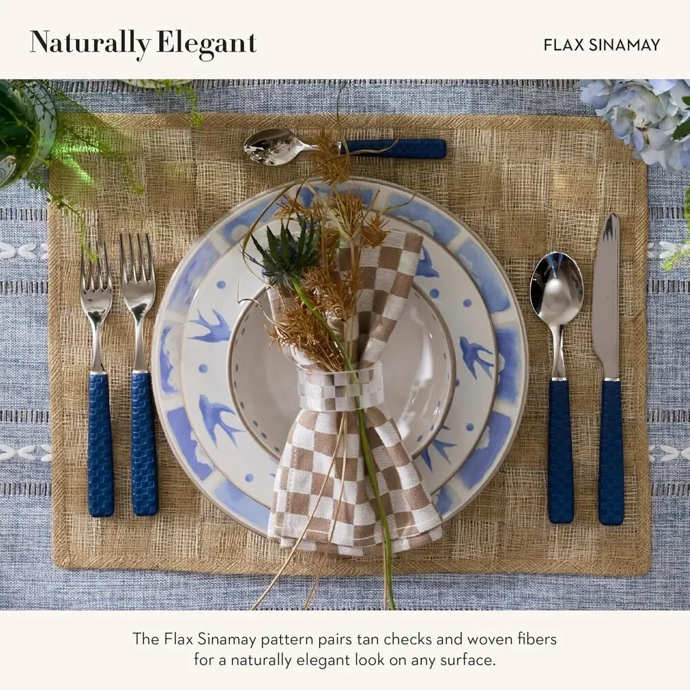 NEW Mackenzie-Childs Flax Sinamay Placemats 17in x13in Set of 4 - Picture 2 of 10